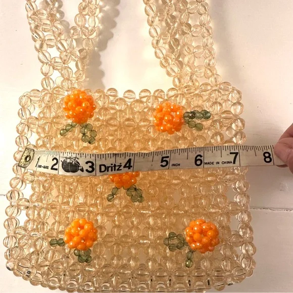 NWOT  Beaded Handbag Small Tote Carryall - Picture 6 of 10